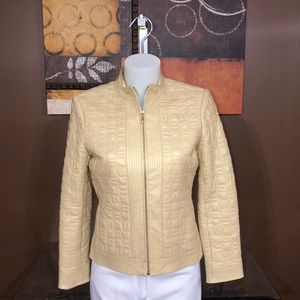 St. John Collection Quilted Leather Logo Blazer